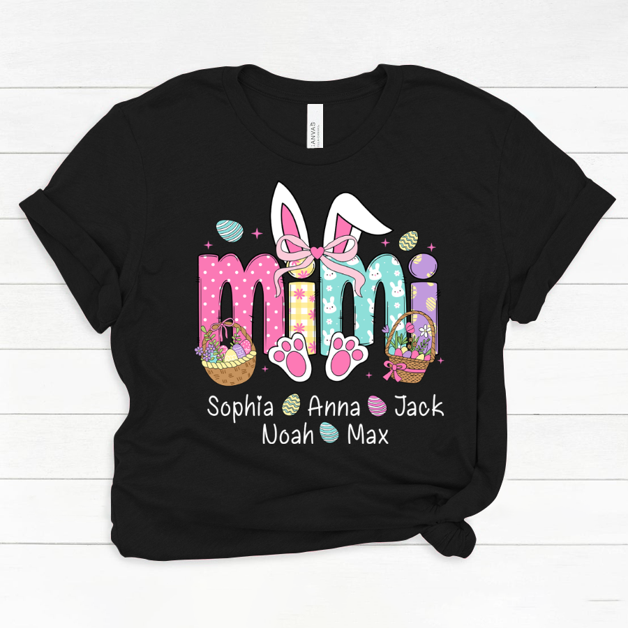 Easter Bunny Coquette Bow Gift For Family, Custom Grandma And Kids Classic Canvas
