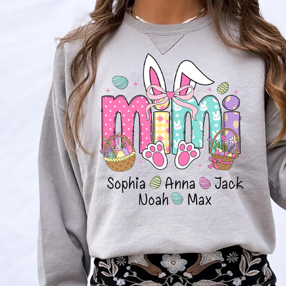 Easter Bunny Coquette Bow Gift For Family, Custom Grandma And Kids Crewneck Sweatshirt