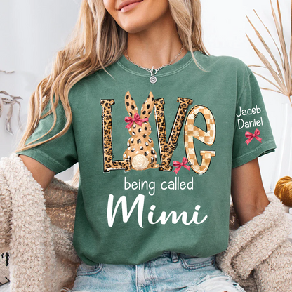 Easter Bunny with Bow Love Being Called Grandma and Grandkids Personalized Shirt