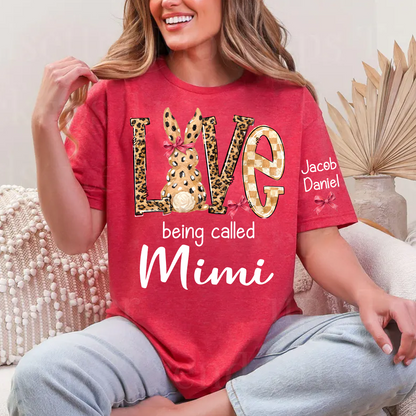 Easter Bunny with Bow Love Being Called Grandma and Grandkids Personalized Shirt