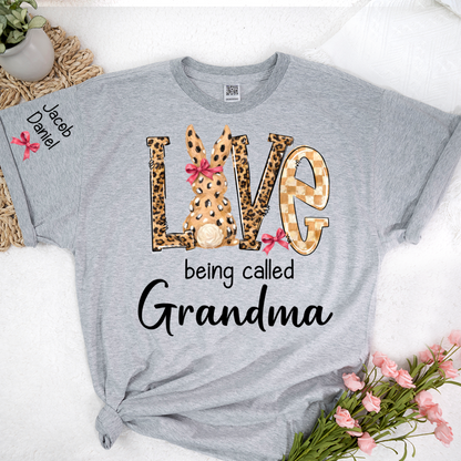 Easter Bunny with Bow Love Being Called Grandma and Grandkids Personalized Shirt