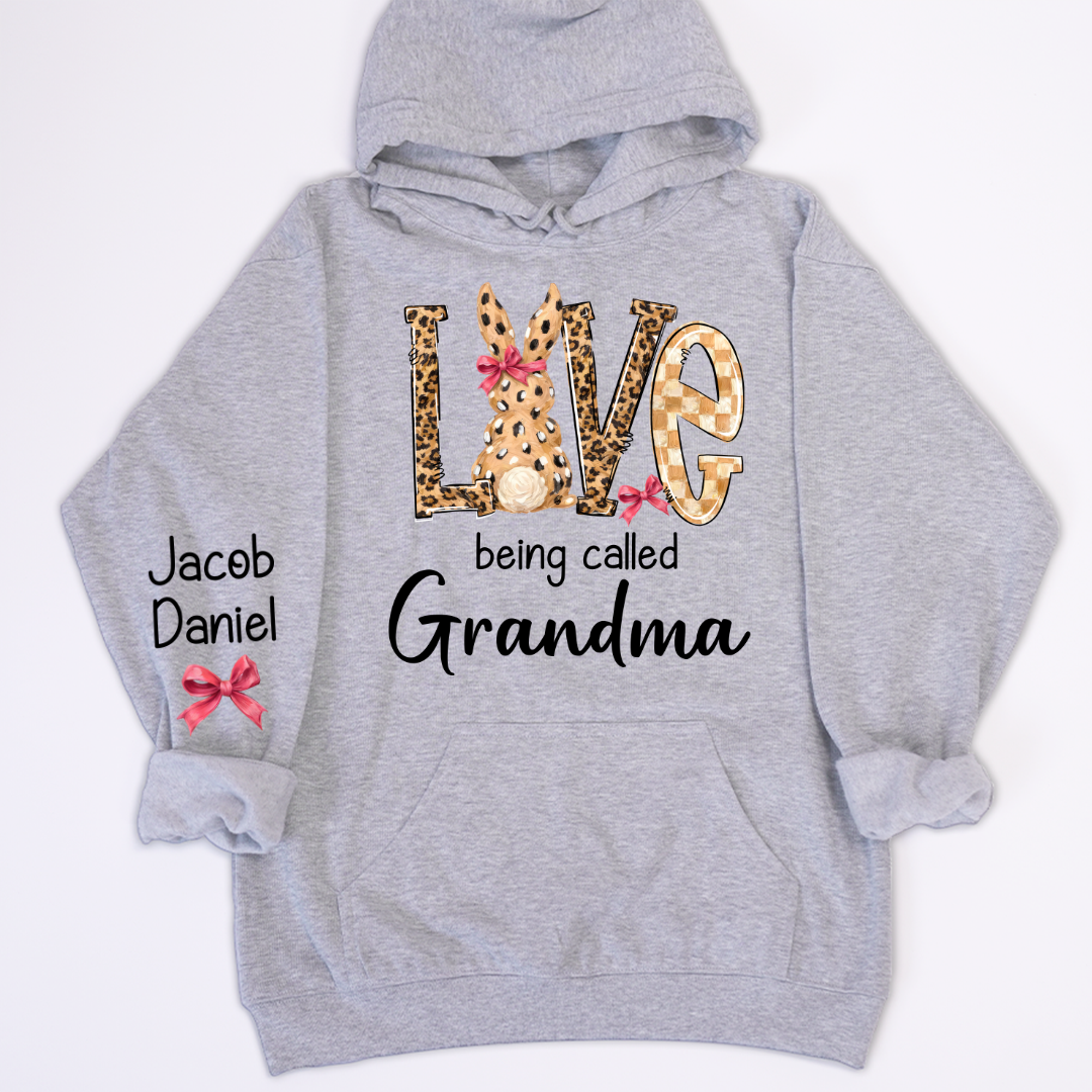 Easter Bunny with Bow Love Being Called Grandma and Grandkids Personalized Shirt