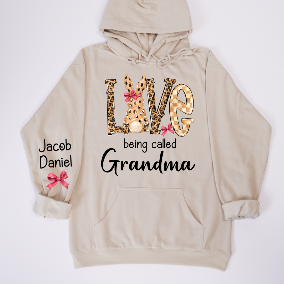 Easter Bunny with Bow Love Being Called Grandma and Grandkids Personalized Shirt