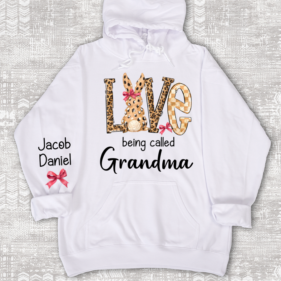 Easter Bunny with Bow Love Being Called Grandma and Grandkids Personalized Shirt