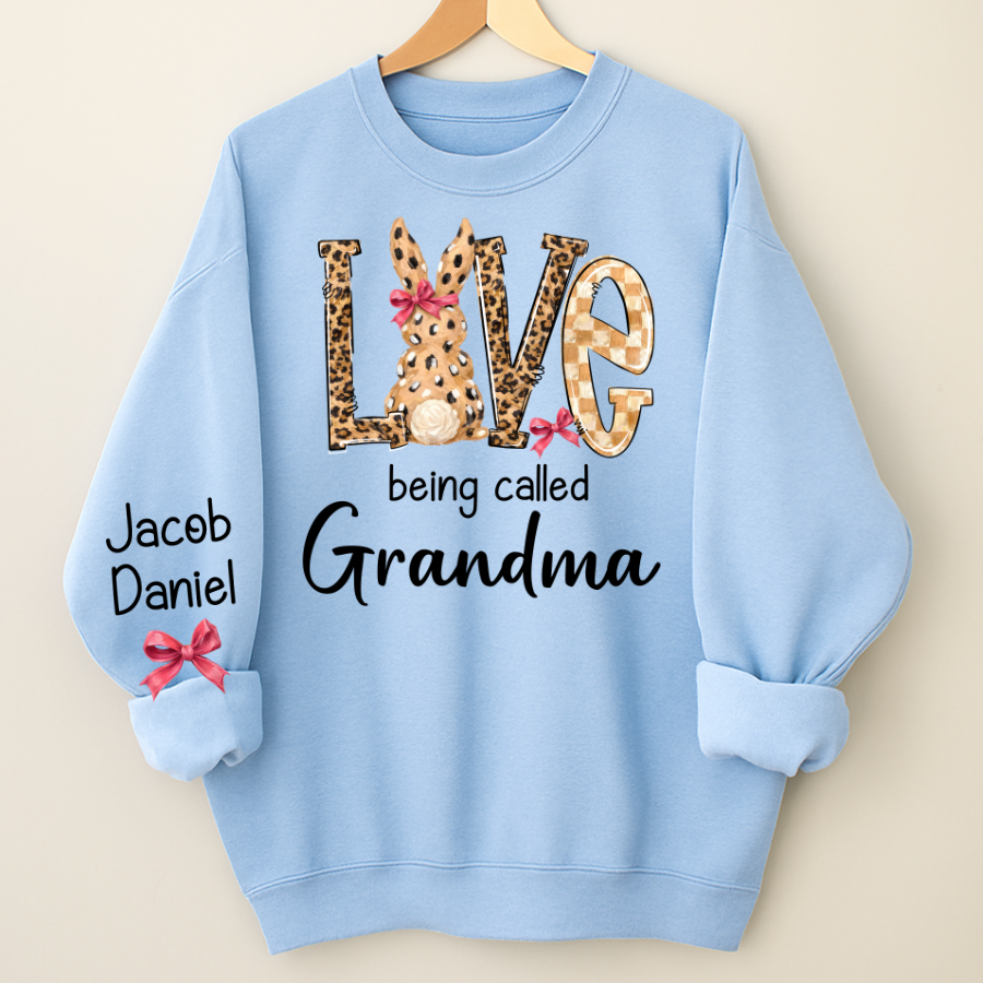Easter Bunny with Bow Love Being Called Grandma and Grandkids Personalized Shirt