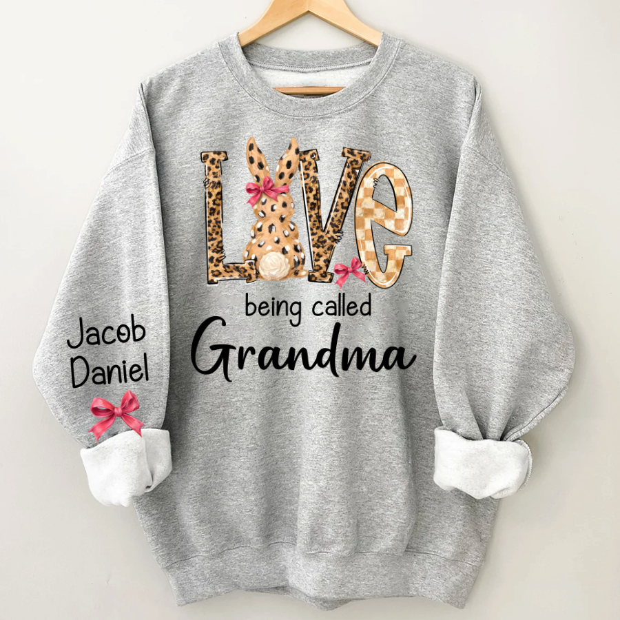 Easter Bunny with Bow Love Being Called Grandma and Grandkids Personalized Shirt