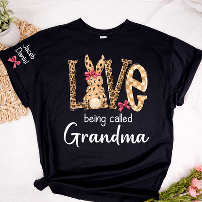 Easter Bunny with Bow Love Being Called Grandma and Grandkids Personalized Shirt