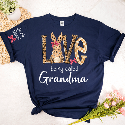 Easter Bunny with Bow Love Being Called Grandma and Grandkids Personalized Shirt
