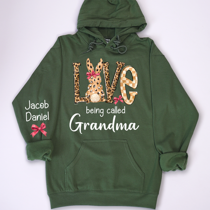 Easter Bunny with Bow Love Being Called Grandma and Grandkids Personalized Shirt