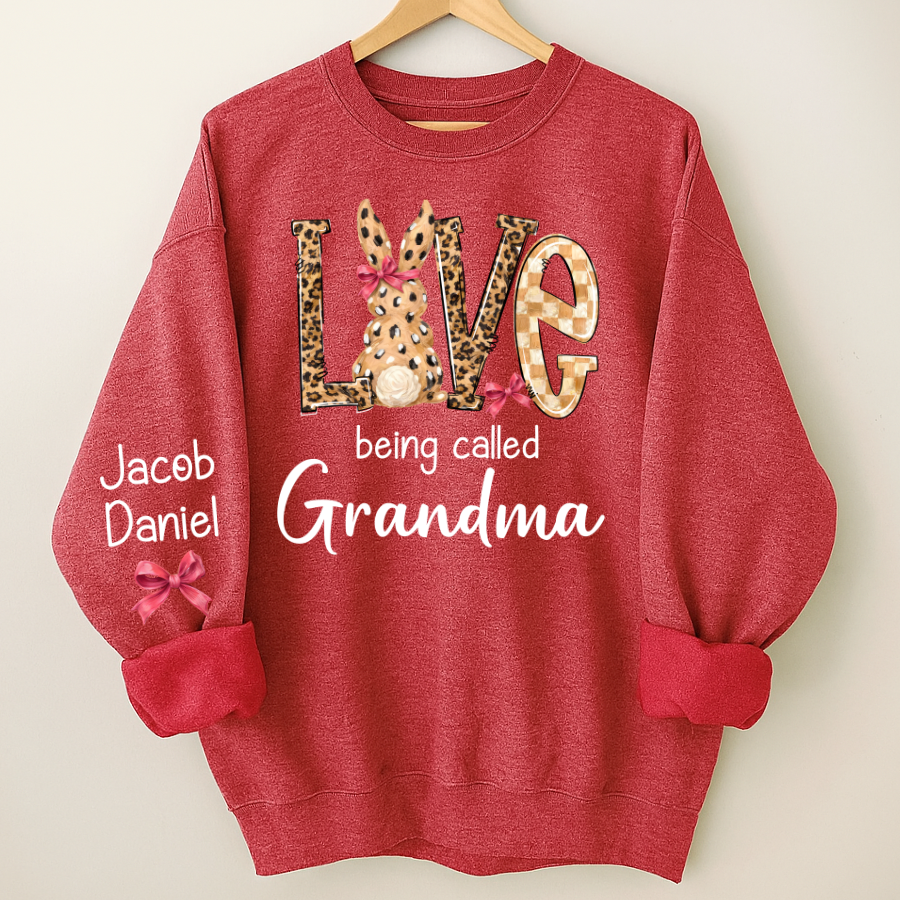 Easter Bunny with Bow Love Being Called Grandma and Grandkids Personalized Shirt