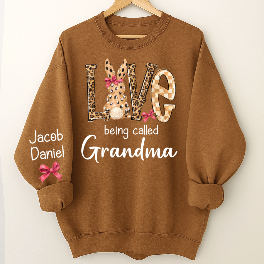 Easter Bunny with Bow Love Being Called Grandma and Grandkids Personalized Shirt