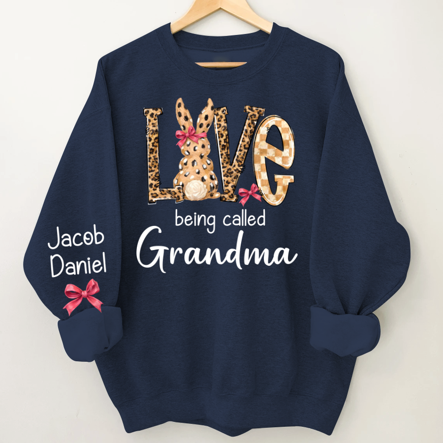 Easter Bunny with Bow Love Being Called Grandma and Grandkids Personalized Shirt