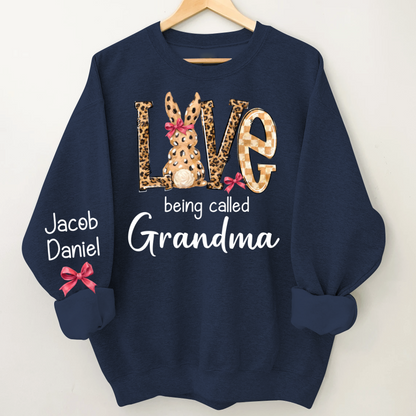 Easter Bunny with Bow Love Being Called Grandma and Grandkids Personalized Shirt
