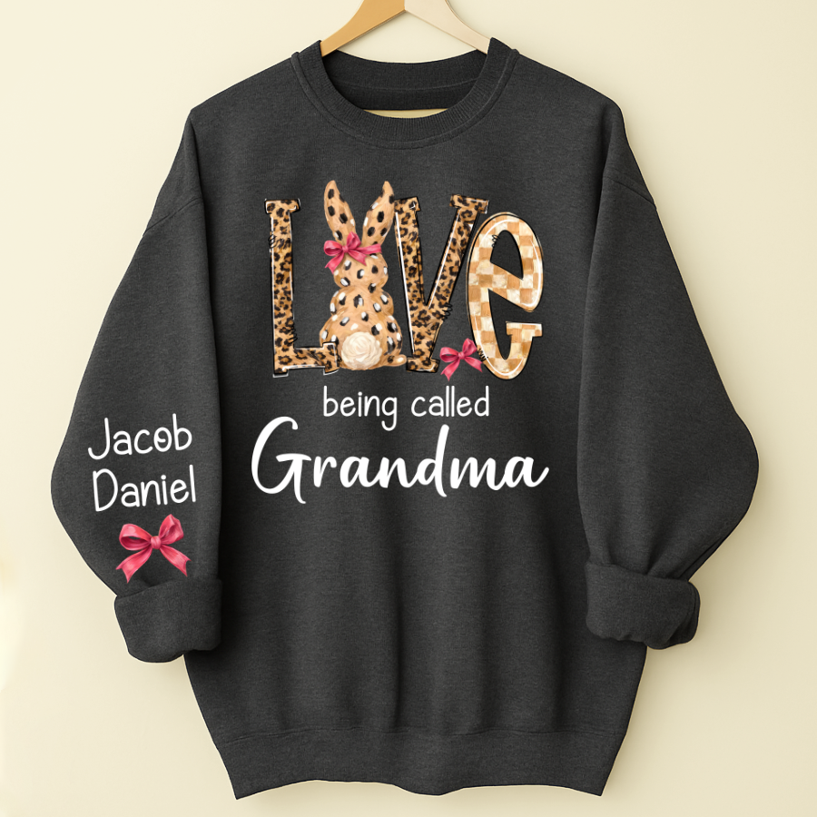 Easter Bunny with Bow Love Being Called Grandma and Grandkids Personalized Shirt