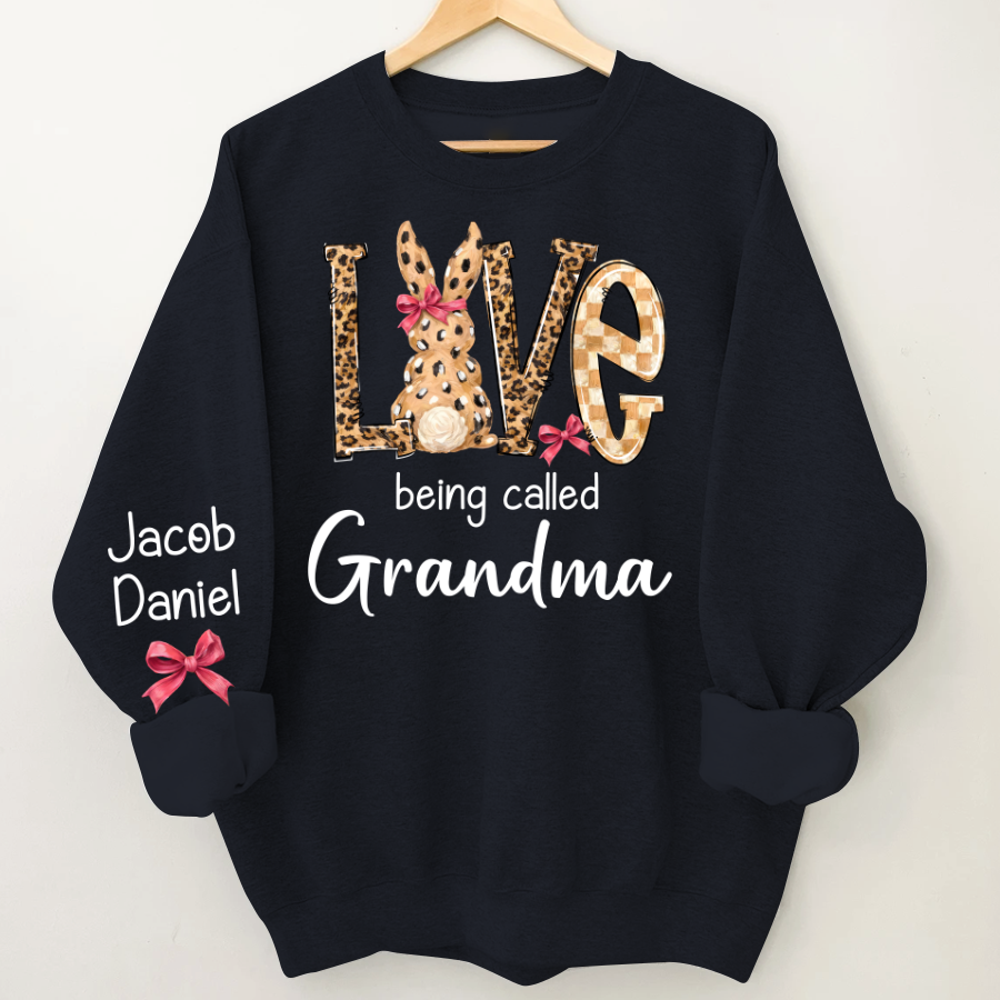 Easter Bunny with Bow Love Being Called Grandma and Grandkids Personalized Shirt