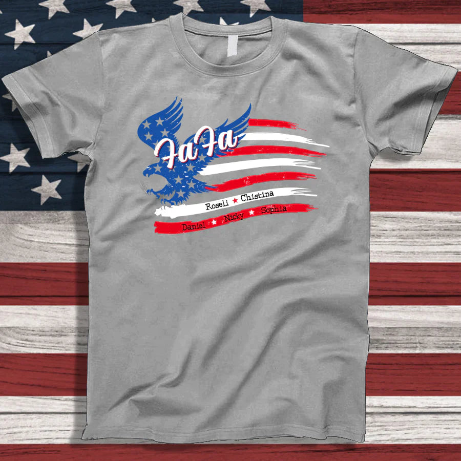 FaFa With Grandkids Names 4th Of July CTL94 T-Shirt