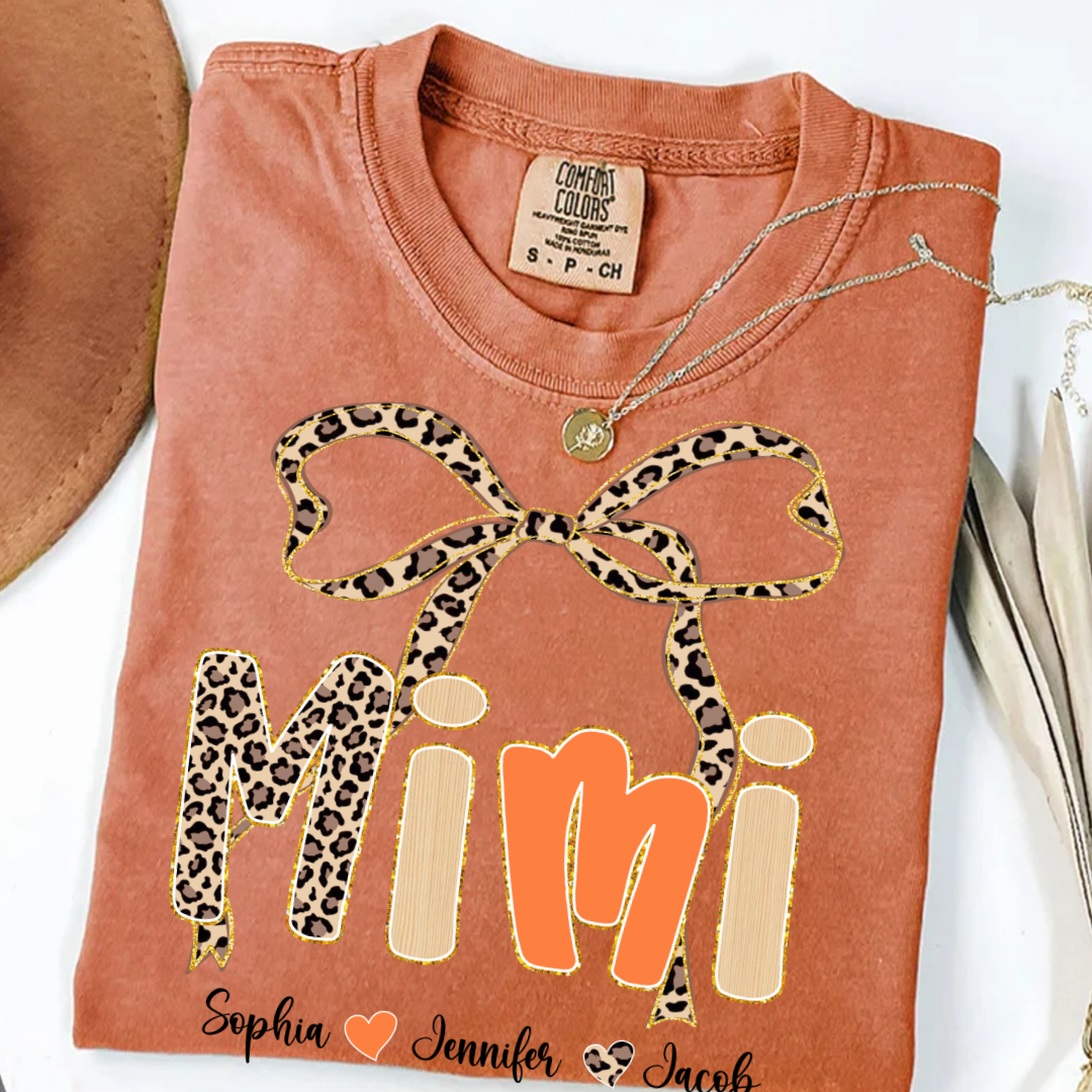 Fall Leopard Mini Nana Gigi Mama and Grandkids Shirt