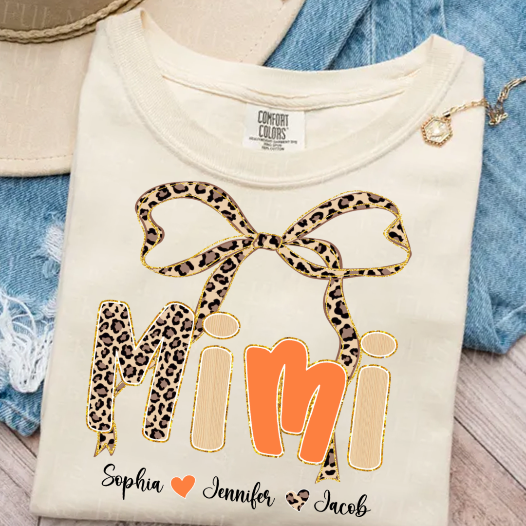 Fall Leopard Mini Nana Gigi Mama and Grandkids Shirt
