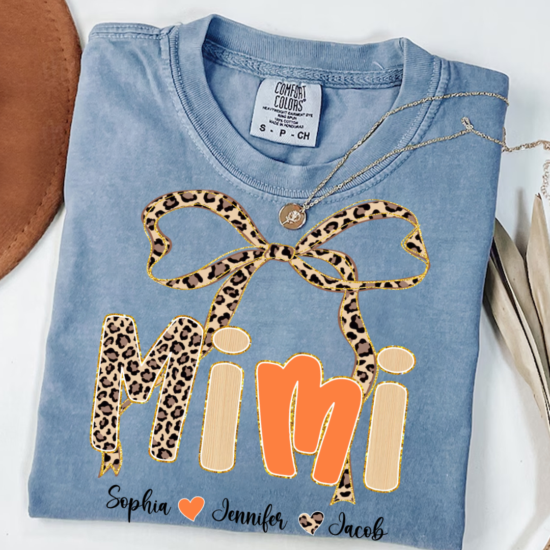 Fall Leopard Mini Nana Gigi Mama and Grandkids Shirt