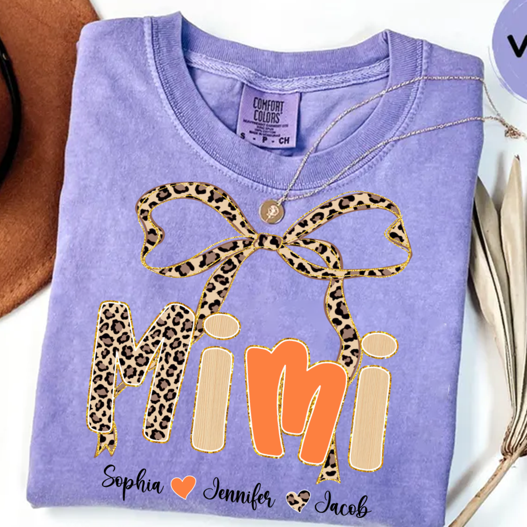Fall Leopard Mini Nana Gigi Mama and Grandkids Shirt
