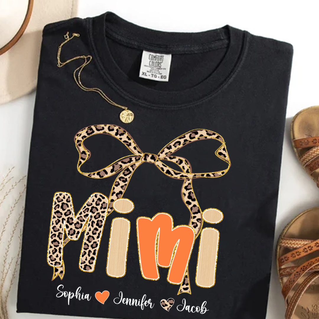Fall Leopard Mini Nana Gigi Mama and Grandkids Shirt