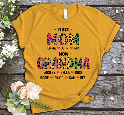 First Mom Now Grandma Leopard Shirt