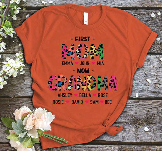 First Mom Now Grandma Leopard Shirt