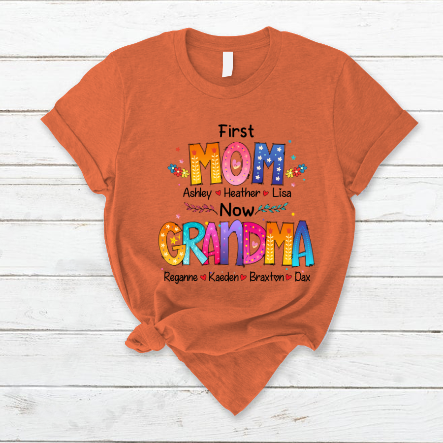 Personalized Mom and Grandma T-Shirt – Custom Colorful Family Name Shirt, Perfect Gift for  Christmas