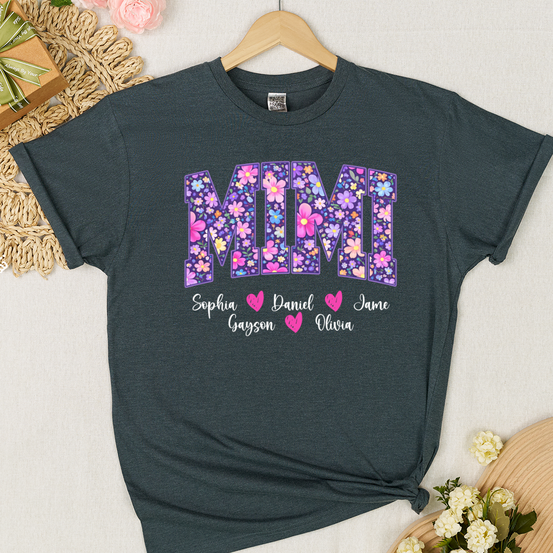 Floral Mimi Custom Grandma and Grandkids Mother's Day Gift T-shirt