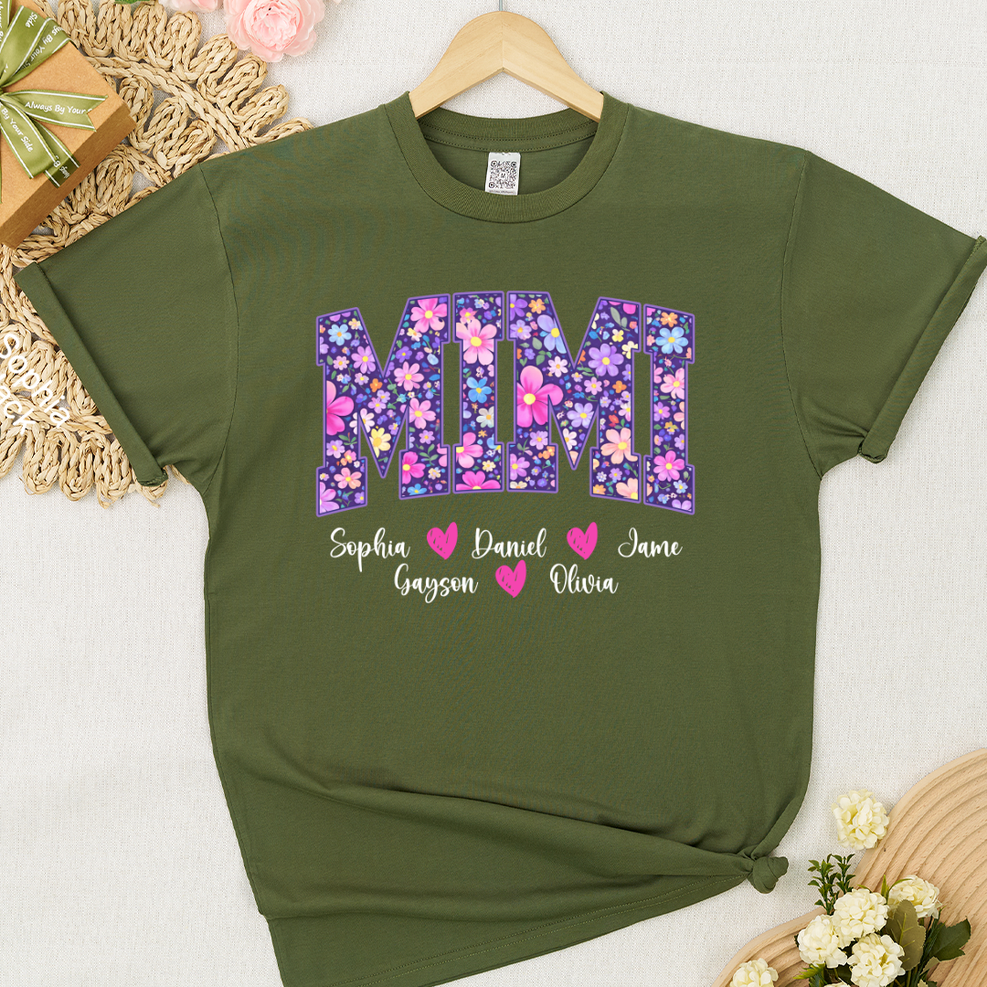 Floral Mimi Custom Grandma and Grandkids Mother's Day Gift T-shirt