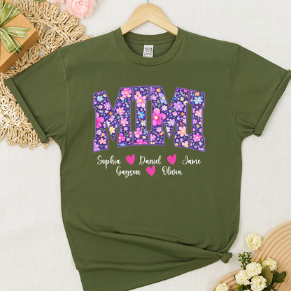 Floral Mimi Custom Grandma and Grandkids Mother's Day Gift T-shirt