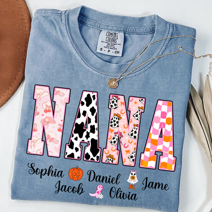 Ghost Halloween Fall Custom Nana And Grandkids Shirt