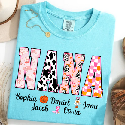 Ghost Halloween Fall Custom Nana And Grandkids Shirt