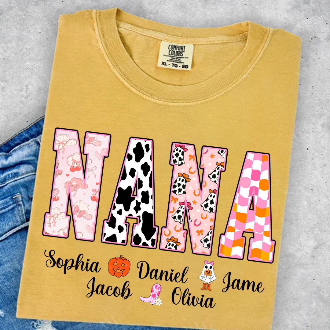 Ghost Halloween Fall Custom Nana And Grandkids Shirt
