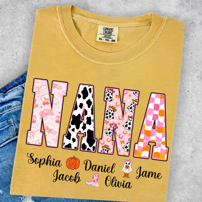 Ghost Halloween Fall Custom Nana And Grandkids Shirt