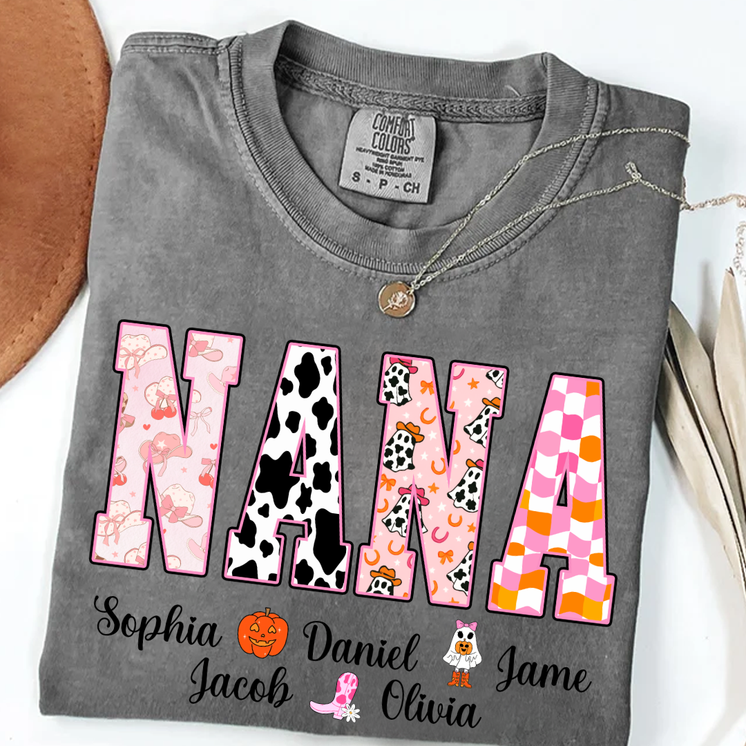 Ghost Halloween Fall Custom Nana And Grandkids Shirt