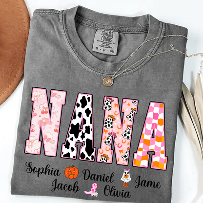 Ghost Halloween Fall Custom Nana And Grandkids Shirt
