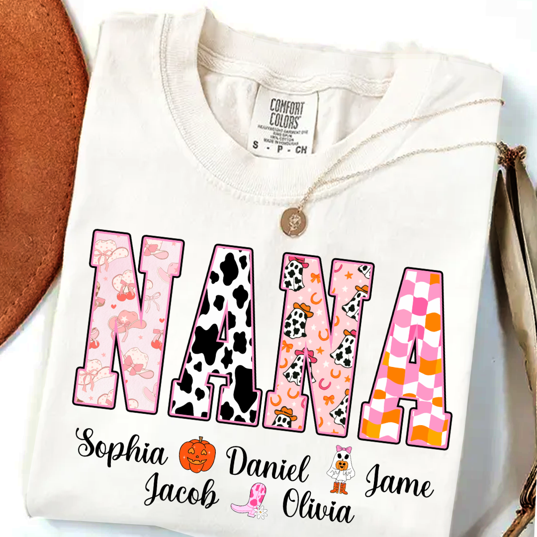 Ghost Halloween Fall Custom Nana And Grandkids Shirt