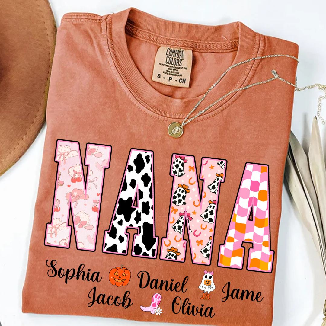 Ghost Halloween Fall Custom Nana And Grandkids Shirt