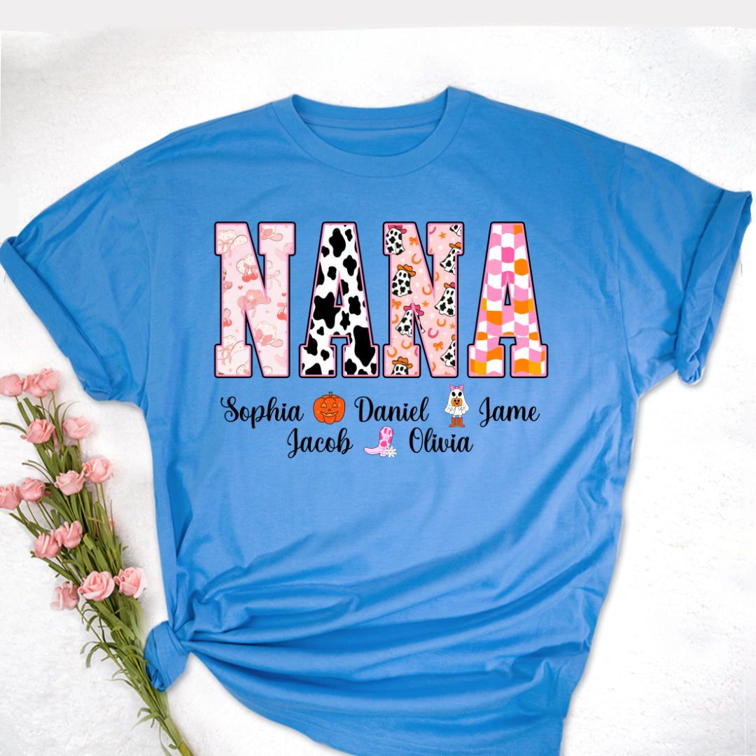 Ghost Halloween Fall Custom Nana And Grandkids Shirt