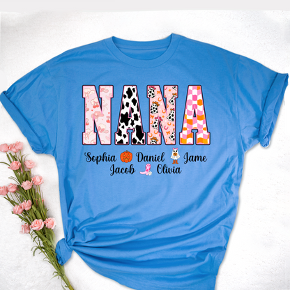 Ghost Halloween Fall Custom Nana And Grandkids Shirt