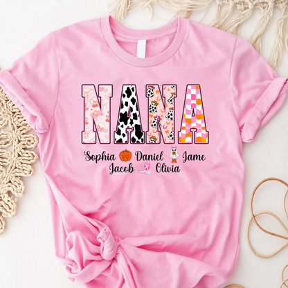 Ghost Halloween Fall Custom Nana And Grandkids Shirt