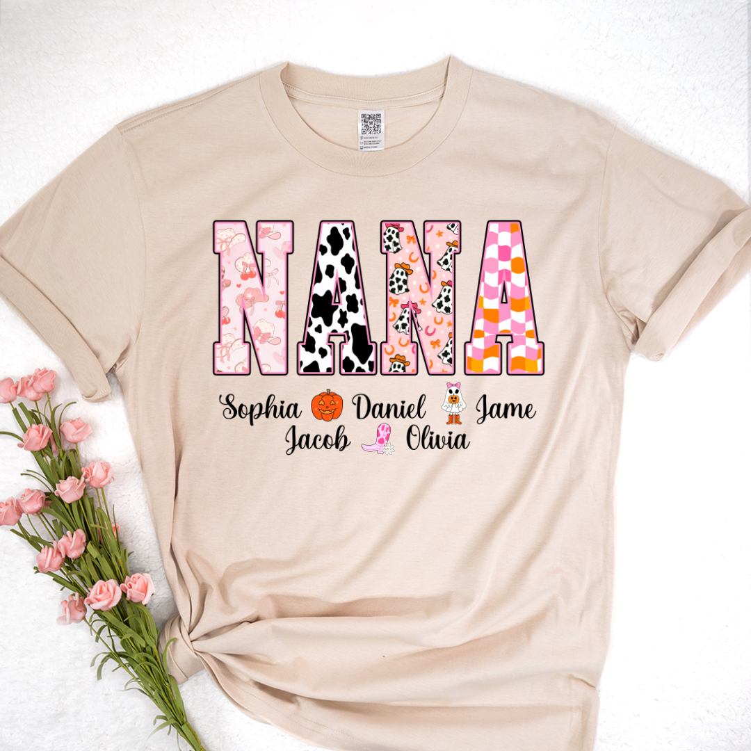 Ghost Halloween Fall Custom Nana And Grandkids Shirt