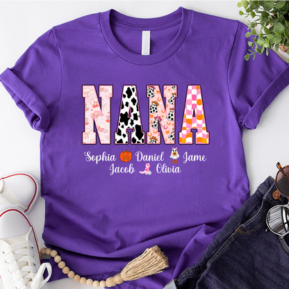 Ghost Halloween Fall Custom Nana And Grandkids Shirt
