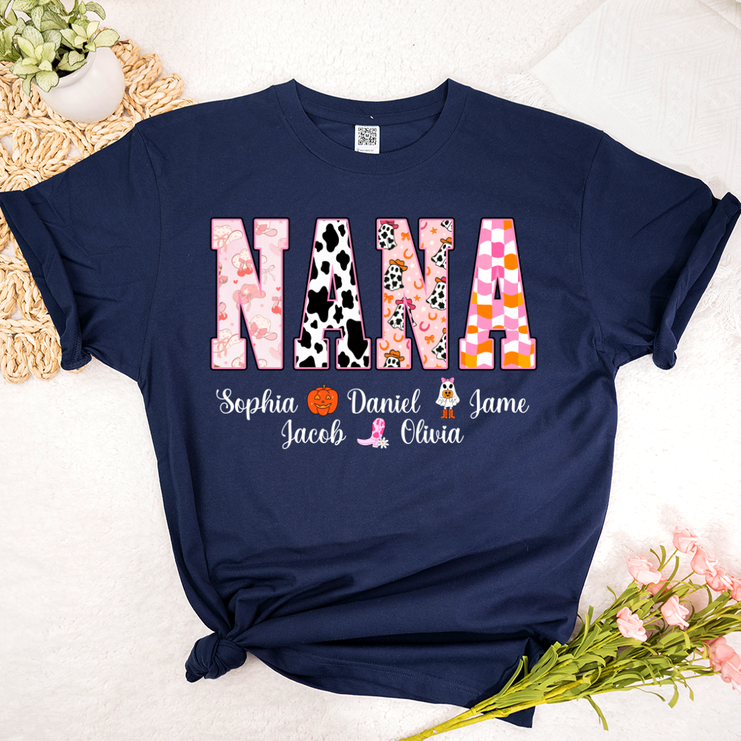 Ghost Halloween Fall Custom Nana And Grandkids Shirt