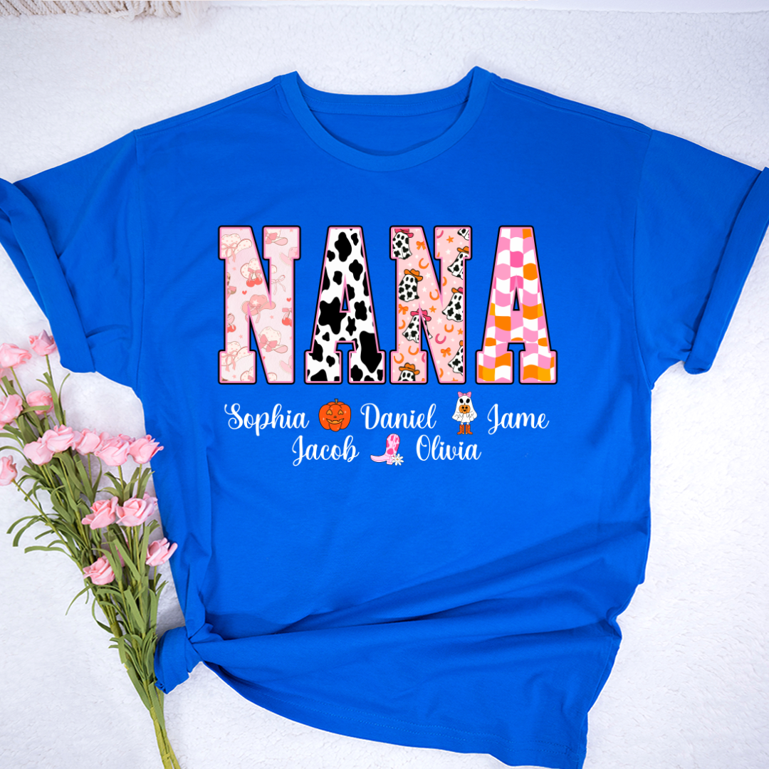 Ghost Halloween Fall Custom Nana And Grandkids Shirt