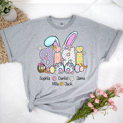 Gigi Bunny Flower Custom Grandma and Grandkids Easter Day T-Shirt