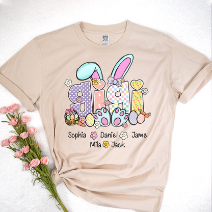 Gigi Bunny Flower Custom Grandma and Grandkids Easter Day T-Shirt