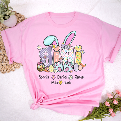 Gigi Bunny Flower Custom Grandma and Grandkids Easter Day T-Shirt