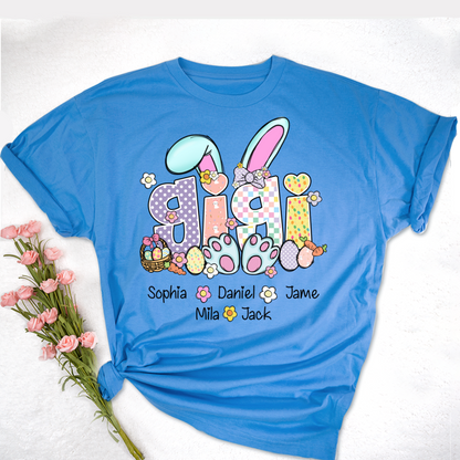 Gigi Bunny Flower Custom Grandma and Grandkids Easter Day T-Shirt